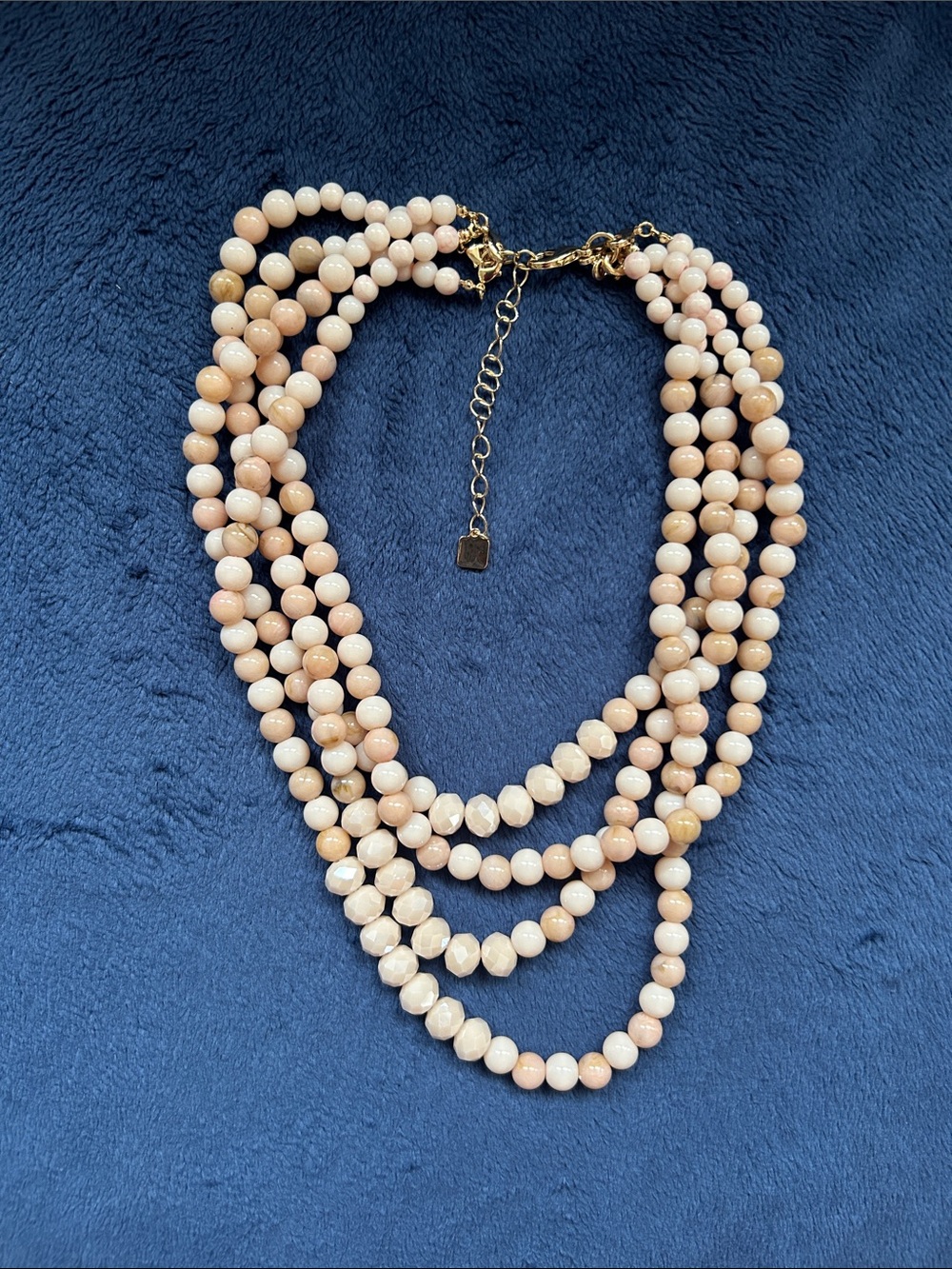 Park Lane Multi-Strand Peach and Cream Beaded Necklace